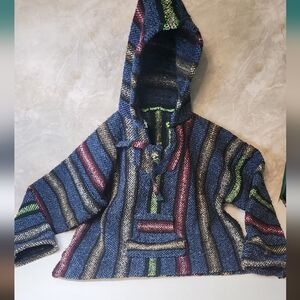 Kids hooded wool pullover poncho sweater